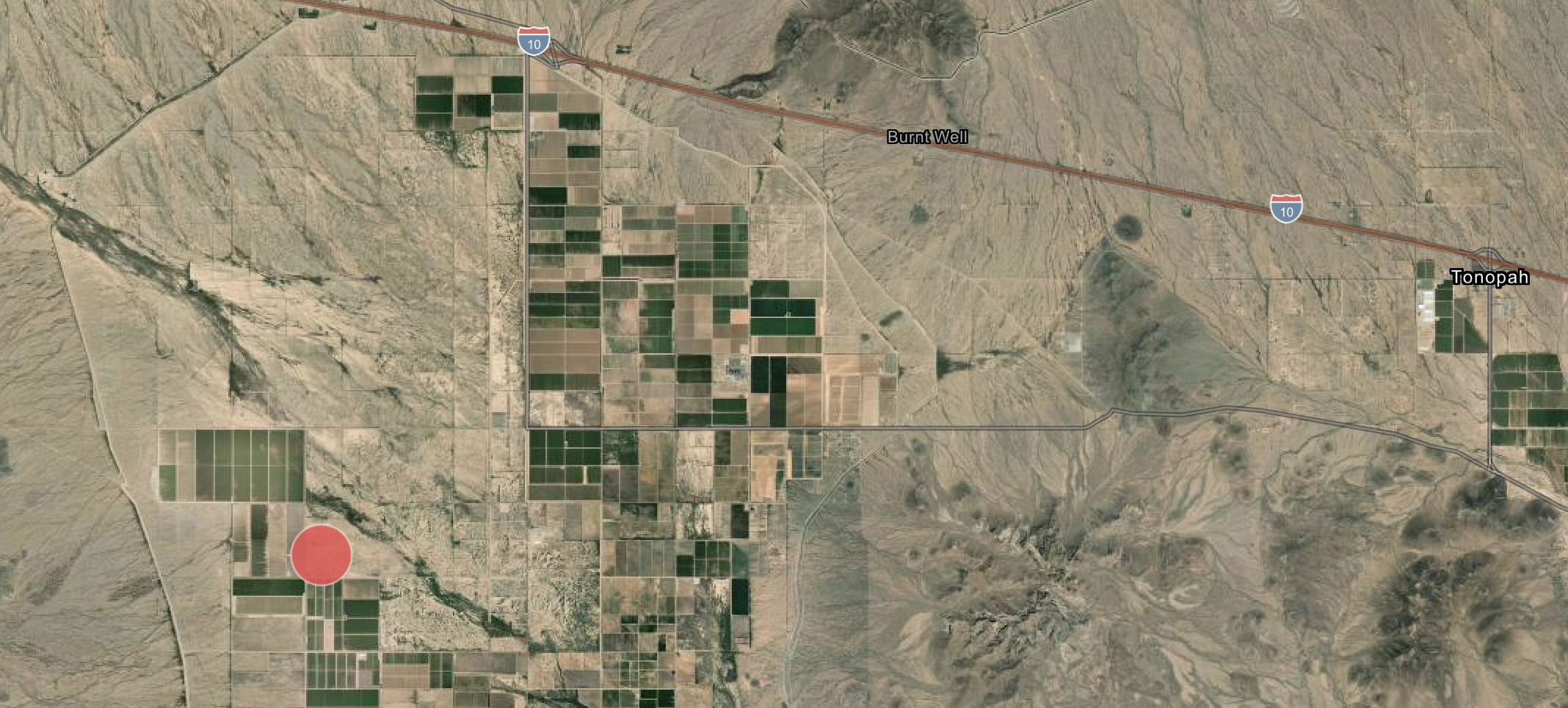 The methane emission site at {33.44, -113.21}.
